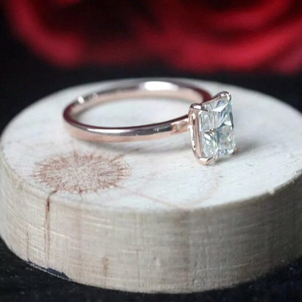 1.55 Carat Solitaire Radiant Cut Diamond Engagement Ring 14k Rose Gold Finish-Proposal Gift Ring For Her