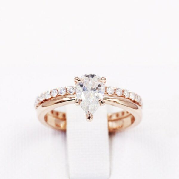1.86 Ctw Solitaire Pear Shape Brilliant Diamond Engagement Ring Full Band 10k Rose Gold