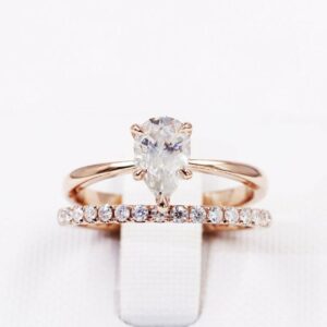 1.86 Ctw Solitaire Pear Shape Brilliant Diamond Engagement Ring Full Band 10k Rose Gold