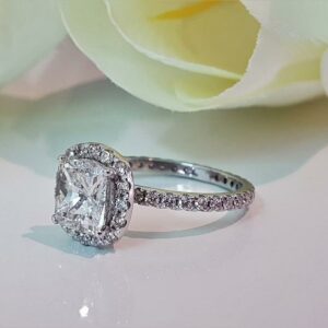 2.57 Ctw Cushion Cut Brilliant Diamond Halo Engagement Ring Solid 14k White Gold