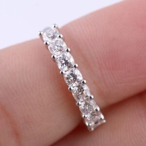 Half Eternity Engagement Ring 2.12 Ctw Cushion Cut Diamond Wedding Band Ring 14k Gold Plated