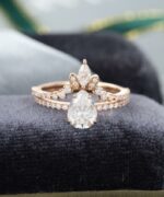 2.45 Ctw Pear Shape Solitaire Diamond Luxury Engagement Ring Bridal Set 14k Rose Gold