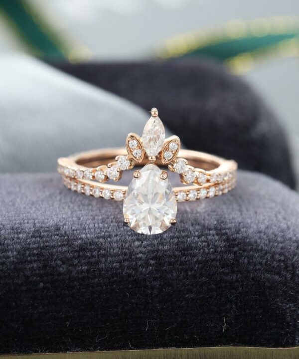 2.45 Ctw Pear Shape Solitaire Diamond Luxury Engagement Ring Bridal Set 14k Rose Gold