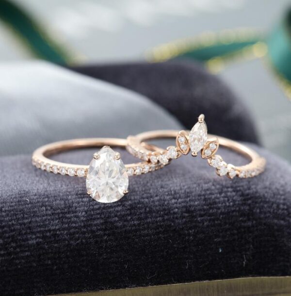 2.45 Ctw Pear Shape Solitaire Diamond Luxury Engagement Ring Bridal Set 14k Rose Gold