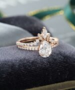 2.45 Ctw Pear Shape Solitaire Diamond Luxury Engagement Ring Bridal Set 14k Rose Gold