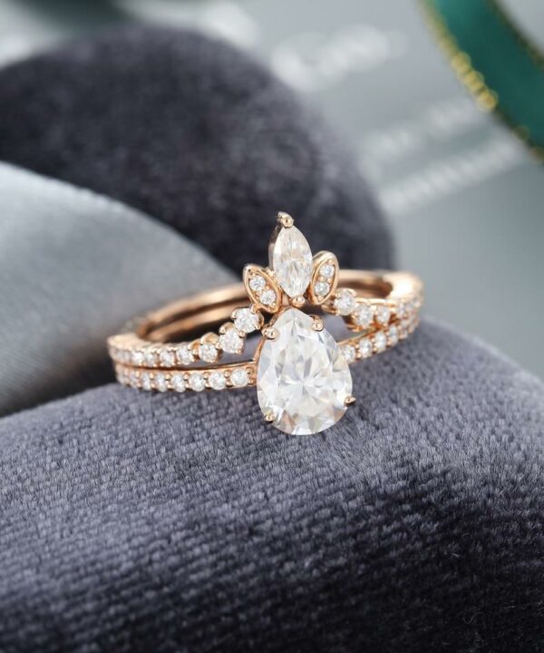2.45 Ctw Pear Shape Solitaire Diamond Luxury Engagement Ring Bridal Set 14k Rose Gold