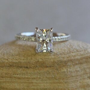 2.33 Carat Radiant Cut Solitaire Diamond With Accents Best Engagement Ring 14k White Gold Over