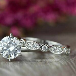 2.21 Ctw Round Cut Solitaire Diamond Engagement Ring Bridal Set In 14k Gold Plated