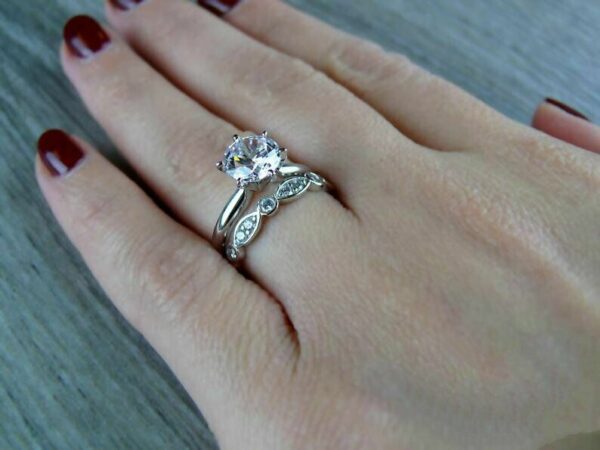 2.21 Ctw Round Cut Solitaire Diamond Engagement Ring Bridal Set In 14k Gold Plated