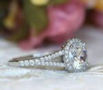 2.70 Ctw Brilliant Cut White Diamond Halo With 2 Shank Best Engagement Ring 14k White Gold