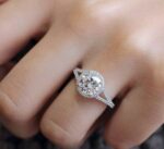 2.70 Ctw Brilliant Cut White Diamond Halo With 2 Shank Best Engagement Ring 14k White Gold