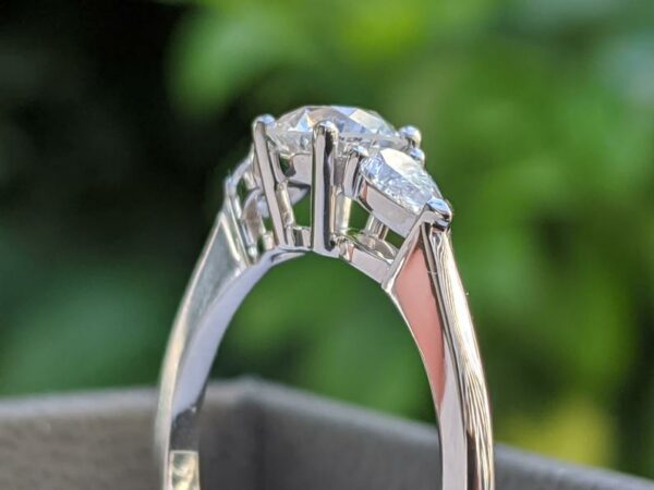 3-Stone Engagement Ring In 2.34 Ctw Solitaire Round Cut & Pear Cut Diamond Ring 925 Silver
