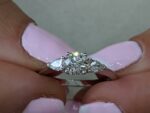 3-Stone Engagement Ring In 2.34 Ctw Solitaire Round Cut & Pear Cut Diamond Ring 925 Silver