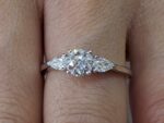 3-Stone Engagement Ring In 2.34 Ctw Solitaire Round Cut & Pear Cut Diamond Ring 925 Silver