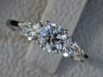 3-Stone Engagement Ring In 2.34 Ctw Solitaire Round Cut & Pear Cut Diamond Ring 925 Silver