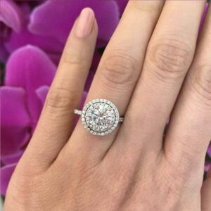 2.16 Ctw Round Cut Diamond Double Halo Wedding Engagement Ring 14k White Gold