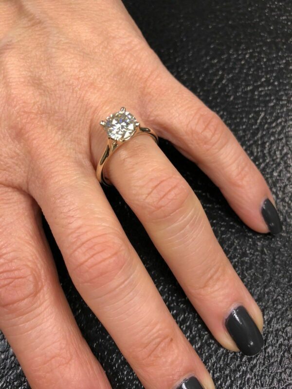8mm Brilliant Cut 2.CT Round Diamond Solitaire Engagement Ring 14k  Yellow Gold Over