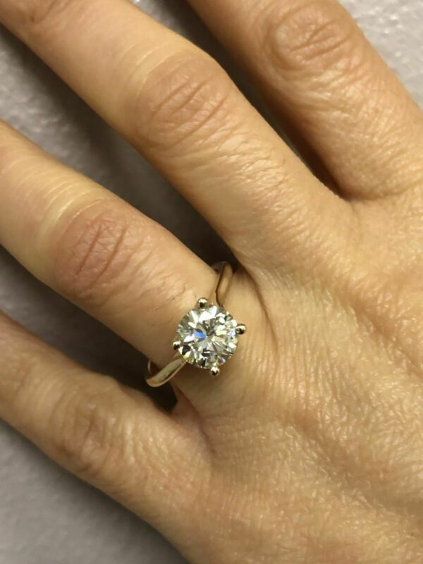 8mm Brilliant Cut 2.CT Round Diamond Solitaire Engagement Ring 14k  Yellow Gold Over