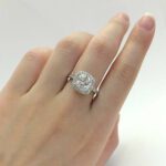 2.60 Ctw Cushion Cut White Diamond Halo Classic Engagement Ring Real 10k White Gold