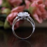 2.60 Ctw Cushion Cut White Diamond Halo Classic Engagement Ring Real 10k White Gold