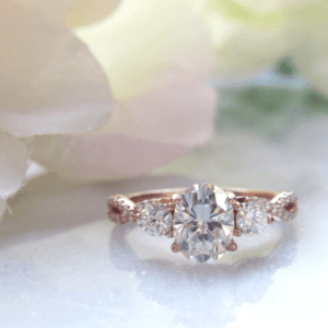 Three-Stone 3.17 Ctw Solitaire Oval Cut & Round Cut Diamond Infinity Engagement Ring 14k Rose Gold