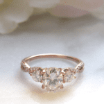 Three-Stone 3.17 Ctw Solitaire Oval Cut & Round Cut Diamond Infinity Engagement Ring 14k Rose Gold