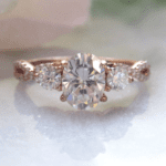 Three-Stone 3.17 Ctw Solitaire Oval Cut & Round Cut Diamond Infinity Engagement Ring 14k Rose Gold