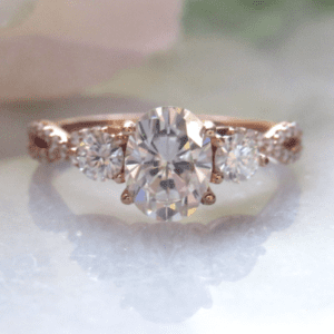 Three-Stone 3.17 Ctw Solitaire Oval Cut & Round Cut Diamond Infinity Engagement Ring 14k Rose Gold