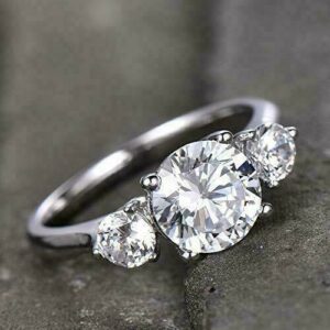 2.50 Ctw Round White Diamond Solitaire 3-Stone Engagement Ring 14k White Gold Over
