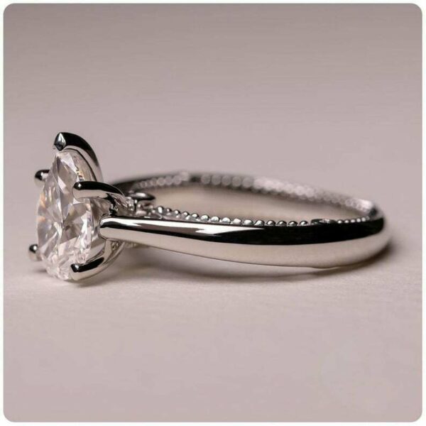 2.Carat Solitaire Pear Cut White Diamond Fancy Engagement Ring 14k White Gold Plated