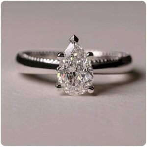 2.Carat Solitaire Pear Cut White Diamond Fancy Engagement Ring 14k White Gold Plated