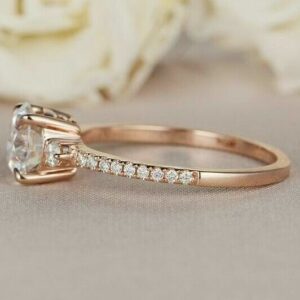 2.53 Ctw Round VVS1 Solitaire Diamond With Accents Engagement Ring Real 14k Rose Gold