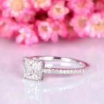 2.00 Carat Princess Cut Brilliant Diamond Solitaire With Accents Engagement Ring Solid 14k White Gold