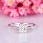 2.00 Carat Princess Cut Brilliant Diamond Solitaire With Accents Engagement Ring Solid 14k White Gold