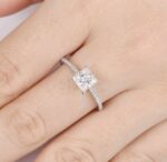 2.00 Carat Princess Cut Brilliant Diamond Solitaire With Accents Engagement Ring Solid 14k White Gold