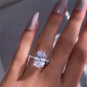 Huge 4.28 Ctw Big Oval Cut Diamond Solitaire Engagement Ring 14K White Gold Over
