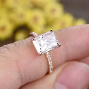 3.30 Carat Radiant Cut White Diamond Solitaire Engagement Ring Solid 14k Rose Gold, Gift Ring For Her