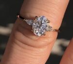 3.10 Carat Solitaire Oval & Pear Cut 3-Stone Diamond Wedding Engagement Ring 14k Gold Plated