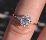 3.10 Carat Solitaire Oval & Pear Cut 3-Stone Diamond Wedding Engagement Ring 14k Gold Plated