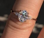 3.10 Carat Solitaire Oval & Pear Cut 3-Stone Diamond Wedding Engagement Ring 14k Gold Plated