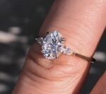 3.10 Carat Solitaire Oval & Pear Cut 3-Stone Diamond Wedding Engagement Ring 14k Gold Plated