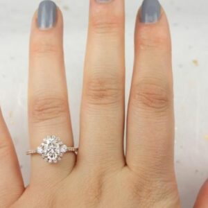 Antique 2.53 Ctw Oval Cut White Diamond Halo Engagement Ring Real 14k Yellow Gold
