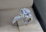 Gorgeous 3.90 Ctw Big Round Cut Diamond 3-Row Engagement Ring Solid 14k White Gold