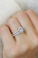 3.Ctw White Oval Cut Brilliant Diamond Hidden Halo Engagement Ring Bridal Set 14k White Gold