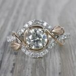Vintage Style Engagement Ring, 1.63 Carat Excellent Cut Round Diamond Ring In 2-Tone 14k Gold Plated