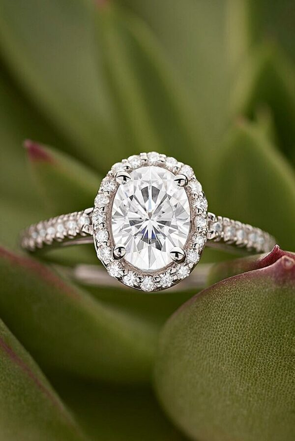 2.50 Ctw Oval Cut VVS1 Diamond Halo Classic Engagement Ring Solid 14k White Gold Over