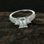 3.Ctw Three Stone Princess Cut Diamond Classic Wedding Engagement Ring 14k White Gold Over
