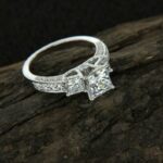 3.Ctw Three Stone Princess Cut Diamond Classic Wedding Engagement Ring 14k White Gold Over
