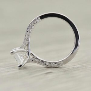 2.31 Carat Princess Cut White Diamond Vintage Engagement Ring Real 14k White Gold