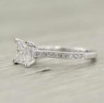 2.31 Carat Princess Cut White Diamond Vintage Engagement Ring Real 14k White Gold